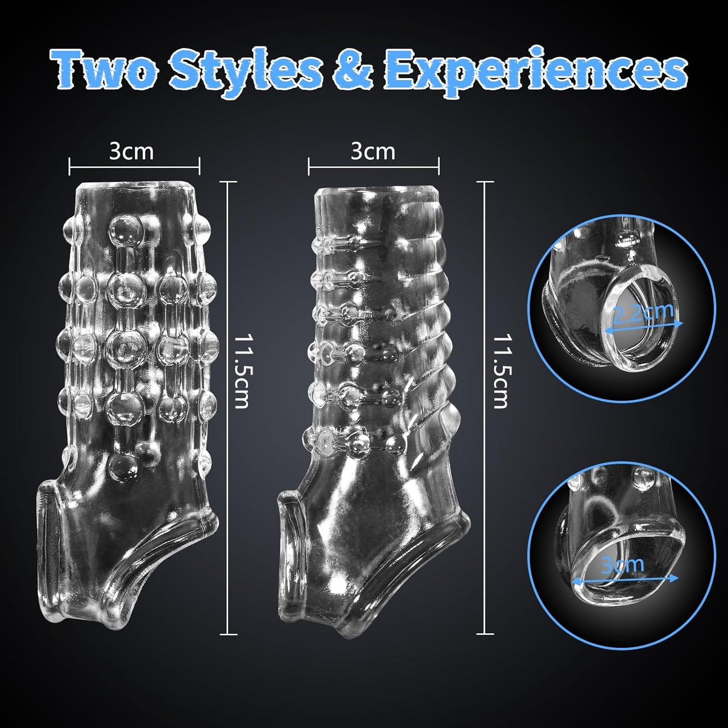 New Cock Delay Loop Sleeve for Men, Reusable Ultra-Soft Penis Enlarger Cock Extender Sheath Men Cock Condom Male Sex Toys - Clear