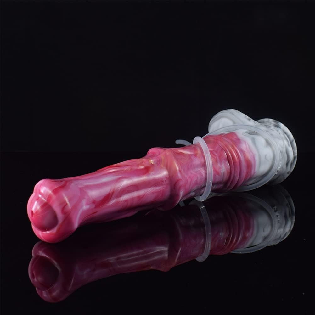 12 Inch Realistic Squirting Dildo Ejaculating Lifelike Knotted Dildo Large Horse Dildo Dildo with Suction Cup Adult Sex Toy for Women - Red Grey