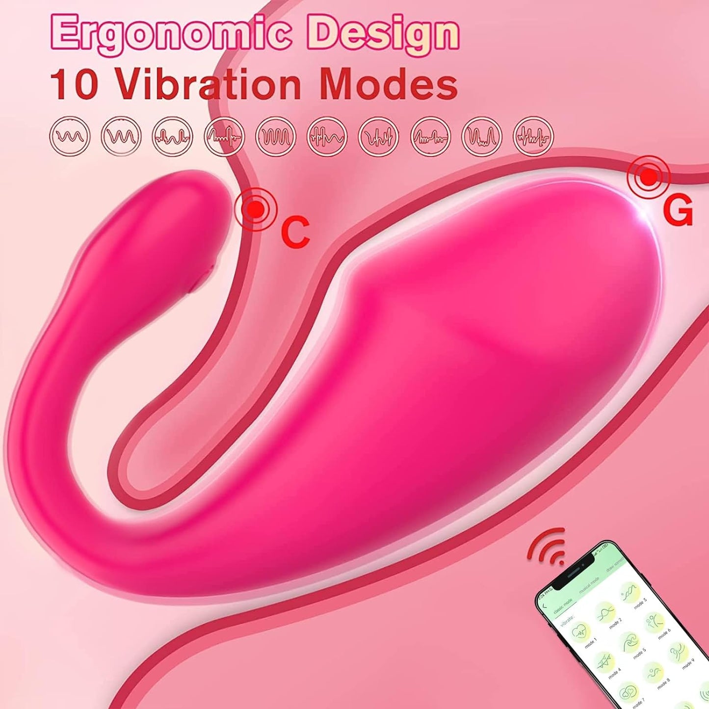 Long Distance Control Women Vibrateur Massage - Quiet, Powerful, Waterproof, 10 Speeds, USB Charging, Red SG1214V2.112, Ship from Canada