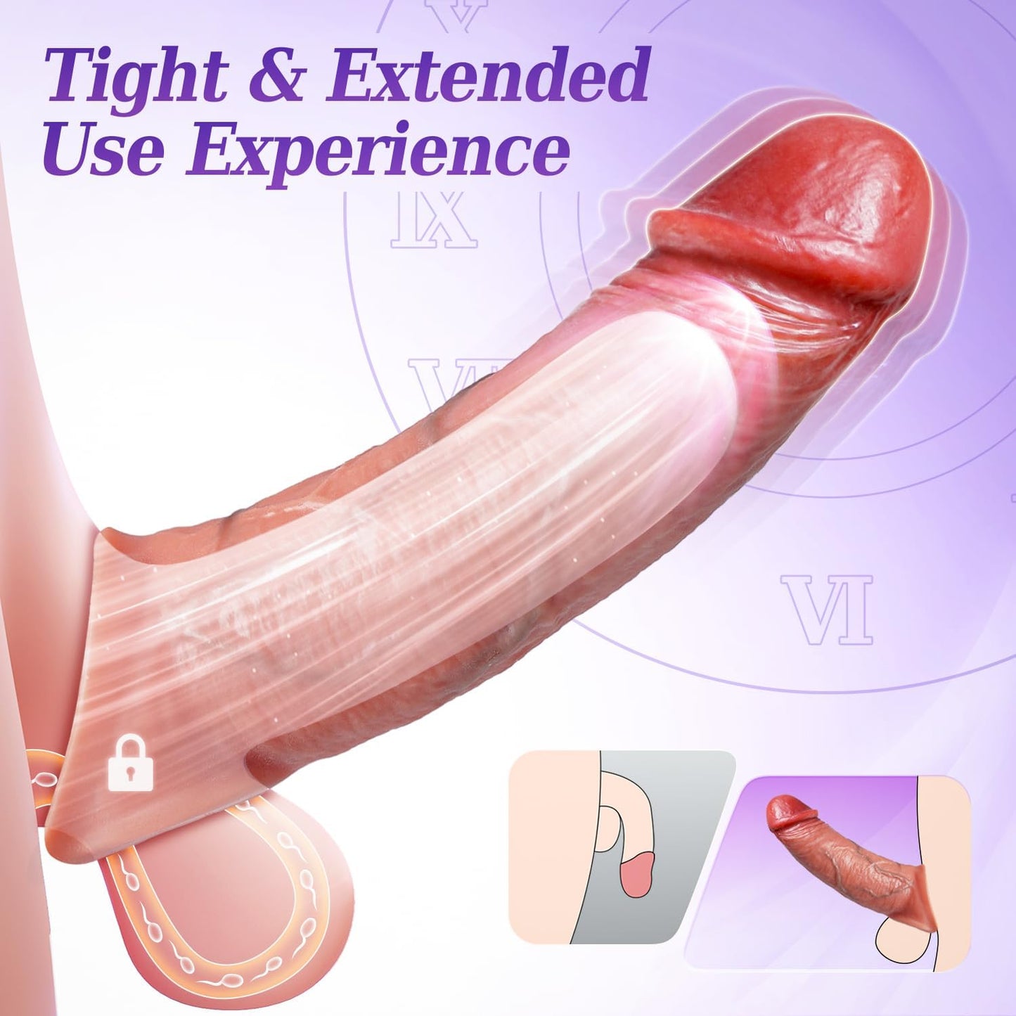 Penis Sleeve Cock Sleeve Vibrator - Realistic Male Sex Toys 4IN1 Penis Extender Cock Ring Vibrators Multiple Modes, App Remote Control, Elastic Penis Ring to Enlarge Prolong, Adult Toy for Men Couples