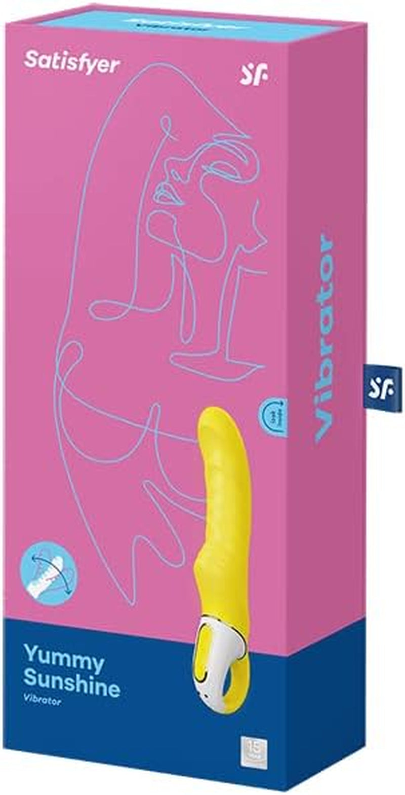 Yummy Sunshine G-Spot Vibrator - Vibrating Dildo, Ribbed Shaft, 12 Vibration Programs, Retaining Ring - Soft Silicone, Waterproof, Rechargeable