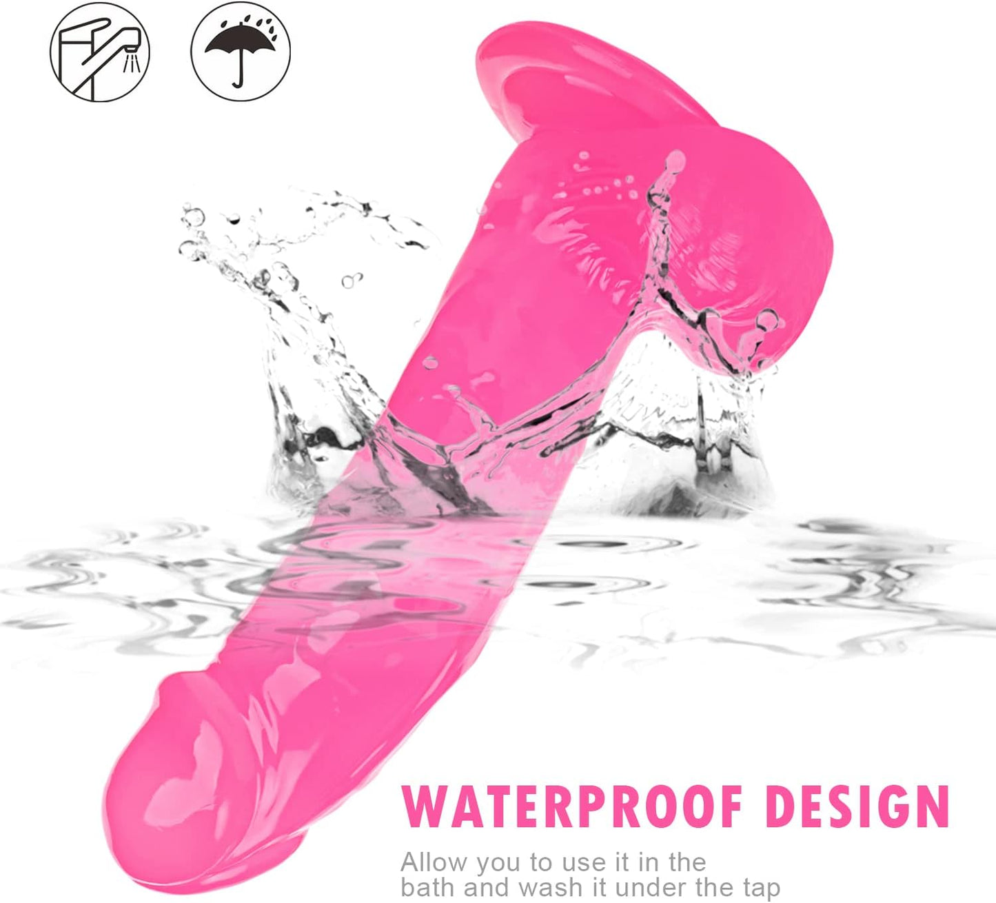 Lifelike Lover Luxe Realistic Dildo - 7 Inch Huge Silicone Dildo with Strong Suction Cup - Crystal Jelly Dildo - M Pink