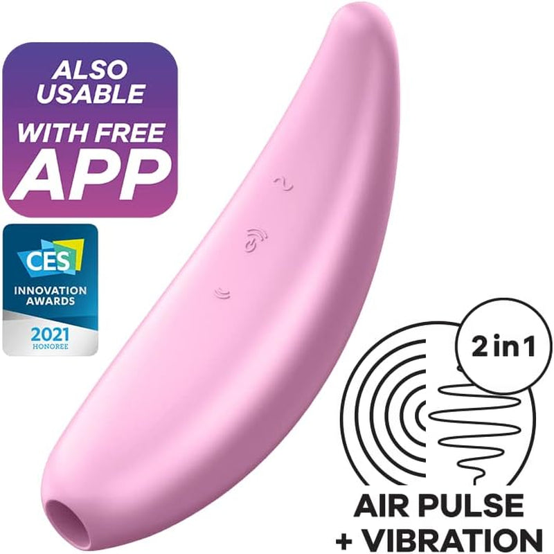 Curvy 3+ | Air-Pulse Clitoris Stimulating Vibrator | Connect App | 2 Motors | Clitoral Sucking Pressure-Wave Technology & Vibration | Waterproof (IPX7) | Rechargeable Battery | Skin-Friendly Silicone