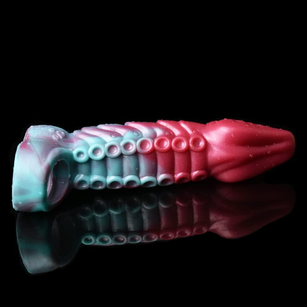8.27" Octopus Men Penis Sleeves Animal Penis Extender Sleeves, Silicone Penis Enlarger Sleeves with Penis Ring, Realistic Hollow Dildo Sleeve Male Adult Sex Toys (Color B)