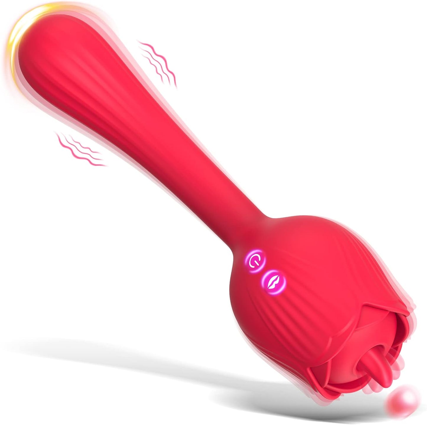 Licking Clitoral G-Spot Dildo Vibrator, Rose Sex Toys for Women Rechargeable Clit Nipple Anal Vaginal Massager with 10 Modes, Blowjob Adult Sex Toy & Game