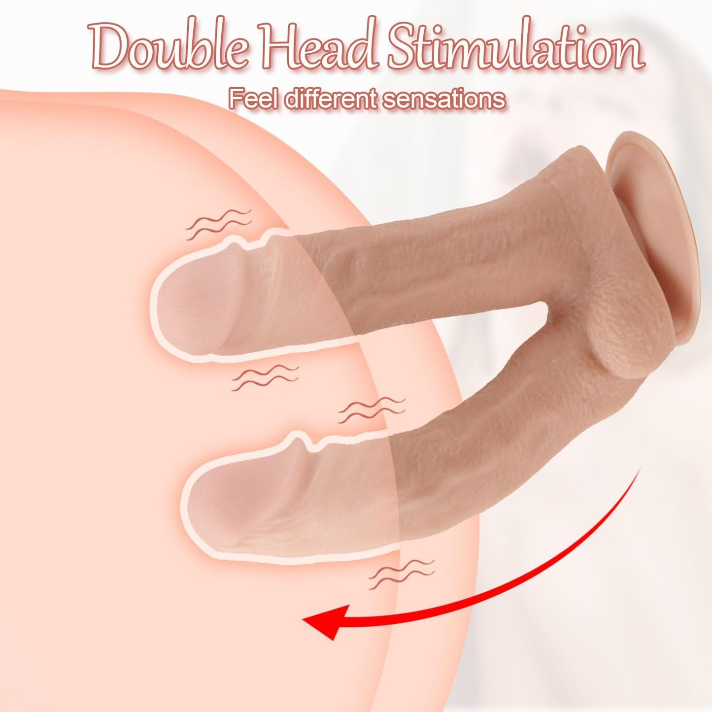 J8-8.66-Inch Dual Silicone Material Realistic Classic Hands-Free Suction Cup Tool for Women and Couples Beginners