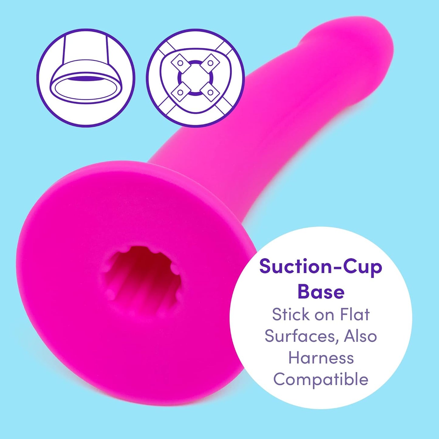 Curved Dildo - 6 Inch Silicone Suction Cup Dildo - Slim Flexible Anal Dildo - Harness Compatible Strap on Dildo - Adult Sex Toys for Men, Women & Couples - Waterproof - Pink