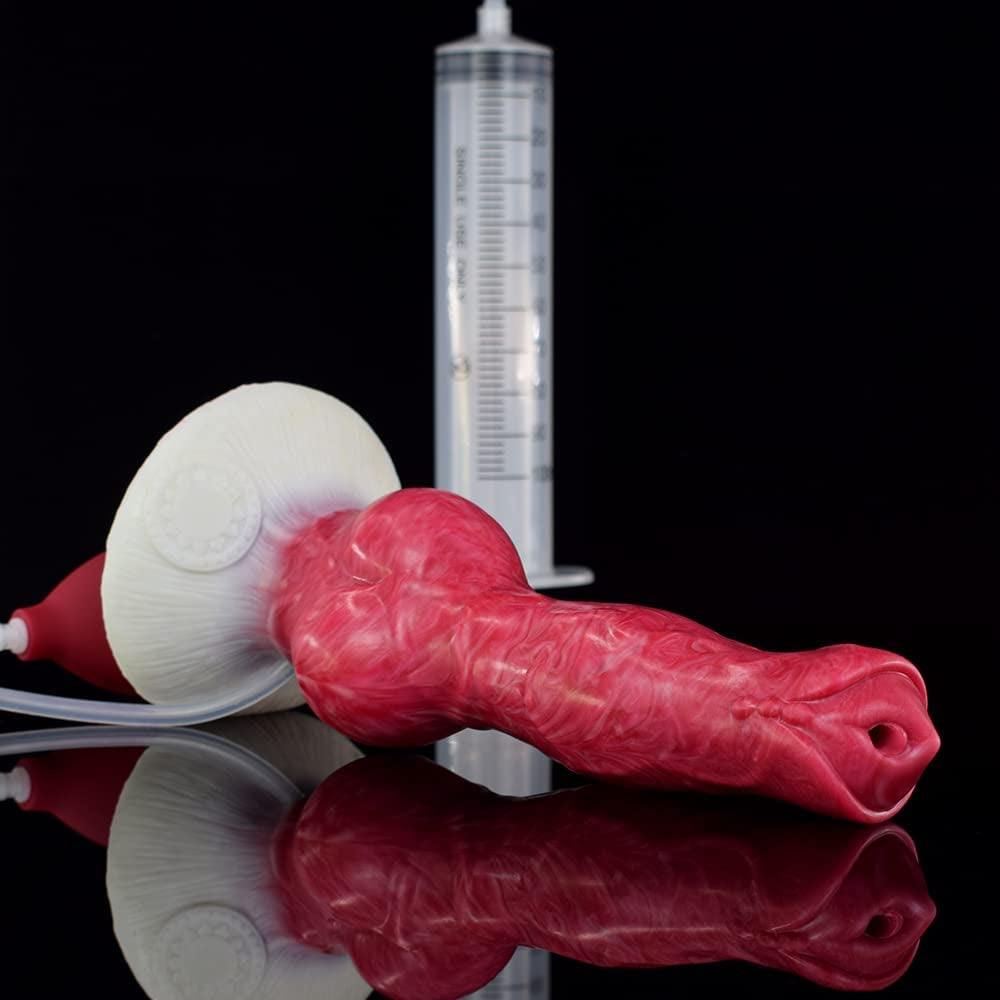 Lifelike Squirting Animal Dildo with Suction Cup Ejaculating Silicone Dog Dildos Anal Adult Sex Toys 8Inches