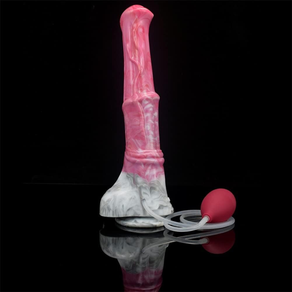 12 Inch Realistic Squirting Dildo Ejaculating Lifelike Knotted Dildo Large Horse Dildo Dildo with Suction Cup Adult Sex Toy for Women - Red Grey