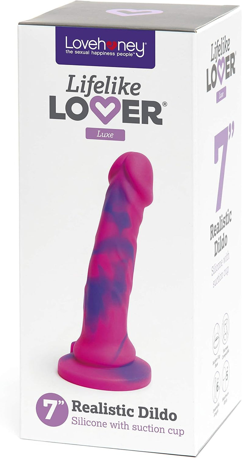Lifelike Lover Luxe Realistic Dildo - 6.5 Inch Suction Cup Dildo for Women - Multicoloured Silicone Dildo - Harness Compatible - Waterproof - Pink Dildo