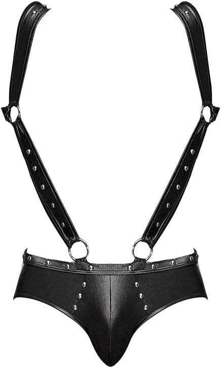 Male Power '=Fetish Uranus Nylon Spandex Moonshine Harness Brief Black L/XL