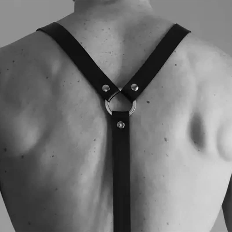 Bondage Body Harness Men Fetish Wear Black Leather Suspender Adult Modern Wedding Groomsmen Gifts Men's Gear (Color : Style 1, Size : One Size)