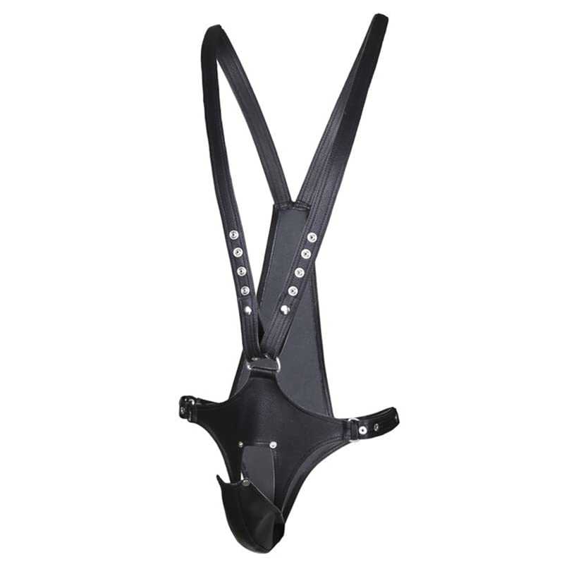 Fetish Gay Leather Strap Men's Open Crotch Full Body Bondage Clothes Sexy Party Clubwear Men's Chest Strap Belt (Color : Style 1)