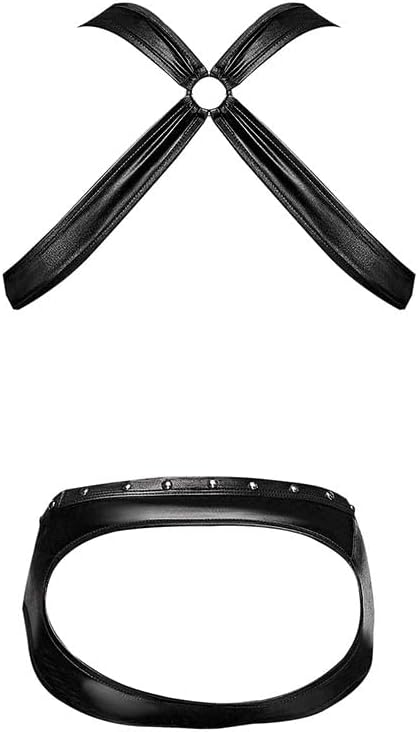 Male Power '=Fetish Uranus Nylon Spandex Moonshine Harness Brief Black L/XL