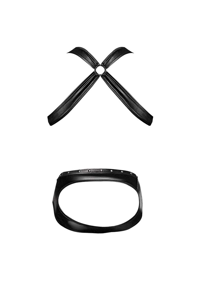 Male Power '=Fetish Uranus Nylon Spandex Moonshine Harness Brief Black L/XL