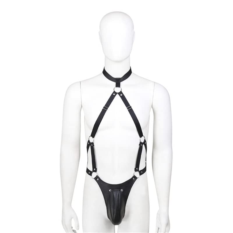 Fetish Gay Leather Strap Men's Open Crotch Full Body Bondage Clothes Sexy Party Clubwear Men's Chest Strap Belt (Color : Style 1)