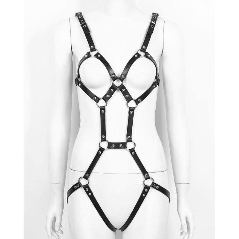 Harness for Women Sexy BDSM Bondage Sex Toys for Woman Leather Body Halter Neck Black Cage Sexy Lingerie for Couples Cosplay