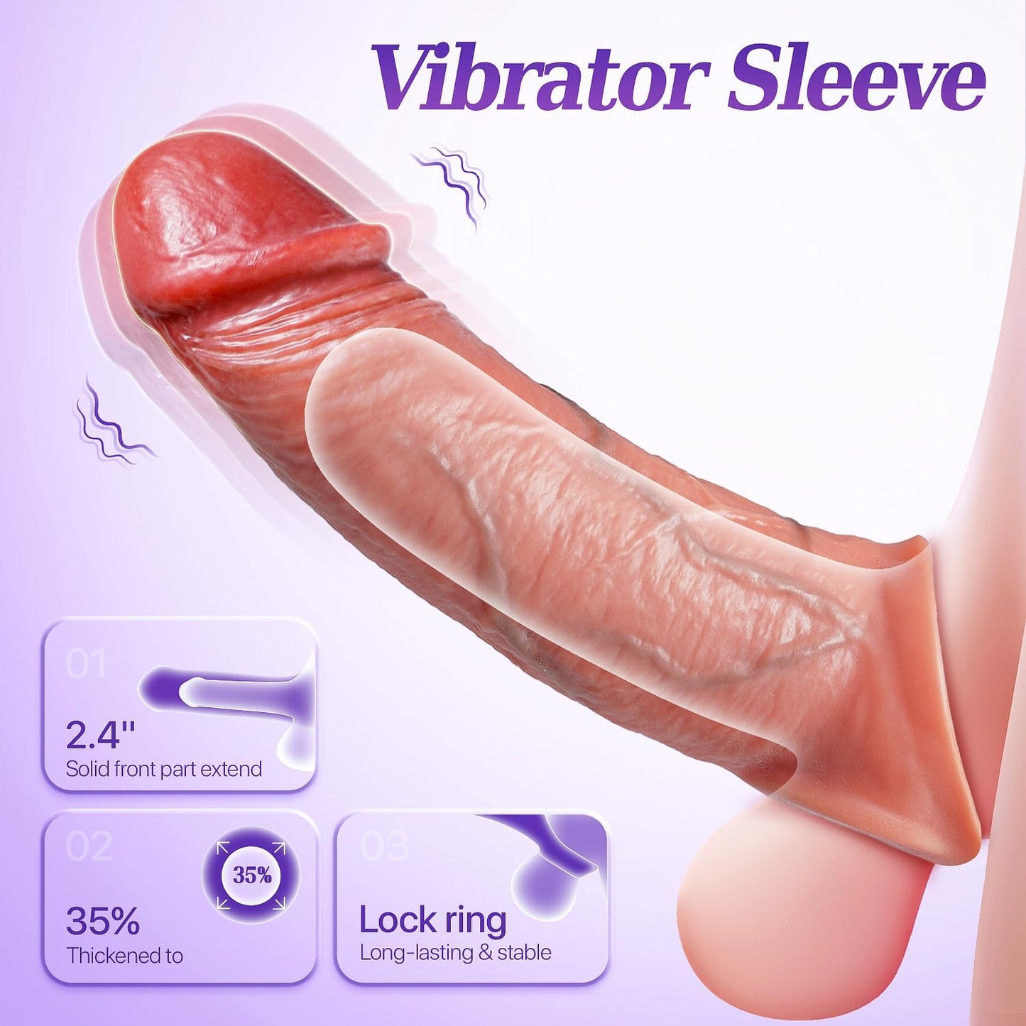 Penis Sleeve Cock Sleeve Vibrator - Realistic Male Sex Toys 4IN1 Penis Extender Cock Ring Vibrators Multiple Modes, App Remote Control, Elastic Penis Ring to Enlarge Prolong, Adult Toy for Men Couples