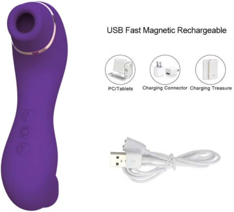 Dual Pleasure Worm Air-Pulse Clitoral Stimulator & Tongue Licking Vibrator, Clitoral Licking, Clit Sucking, Pressure-Wave Technology, Waterproof, Rechargeable, Sex Toy for Women & Couples
