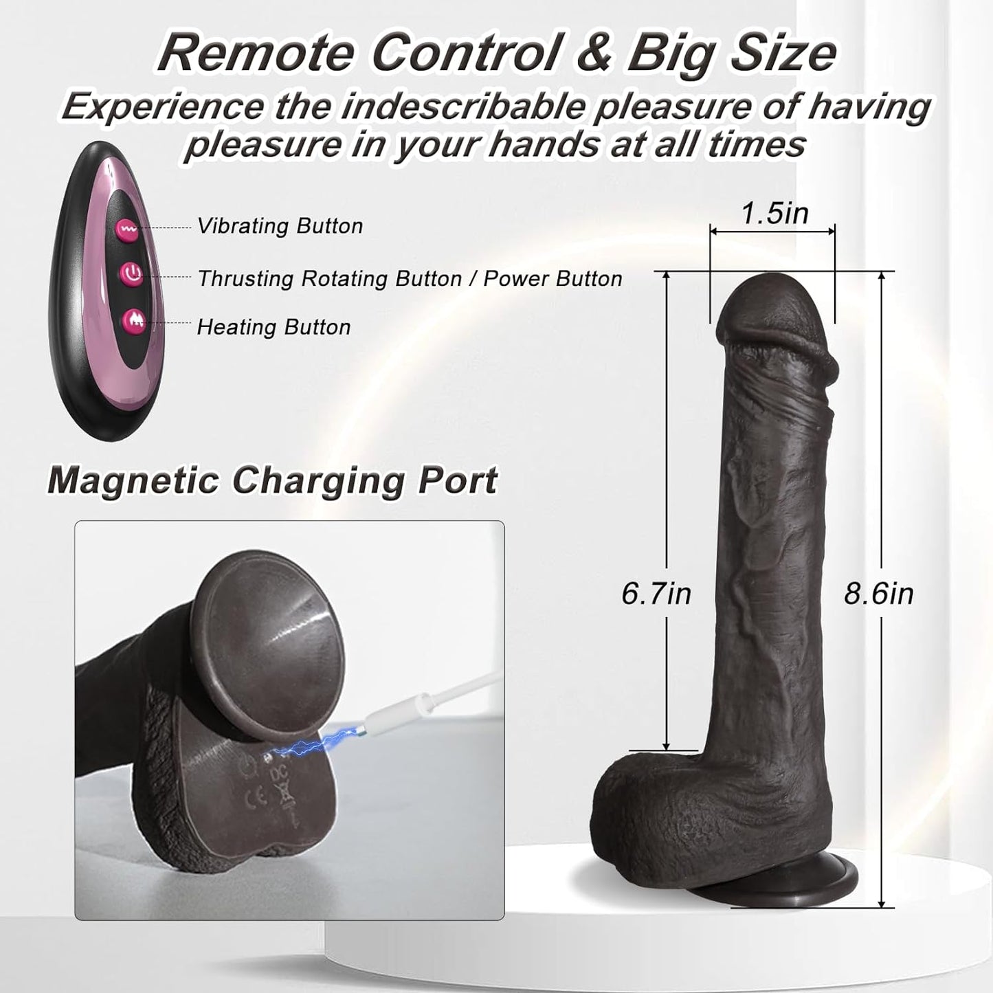 Thrusting Rotating G Spot Dildo Vibrator Sex Toys - Realistic Lifelike Silicone Suction Cup Thick Huge Dildos with 10 Modes for Anal Vagina Stimulation, Adult Female Sex Toys & Games for Women Couples