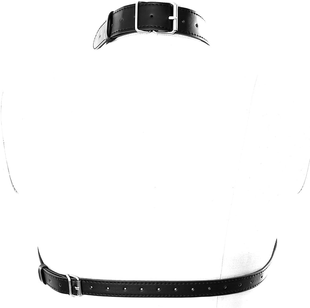 BBOHSS Ladies PU Leather Body Harness Bra Punk Gothic Bra Metal Chain Tassel Cage Rock Party Halloween Carnival (Black A)
