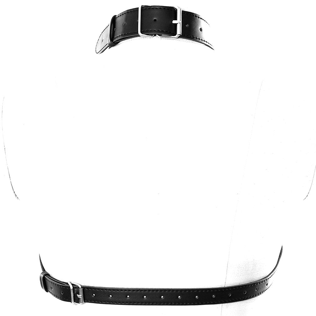 BBOHSS Ladies PU Leather Body Harness Bra Punk Gothic Bra Metal Chain Tassel Cage Rock Party Halloween Carnival (Black A)