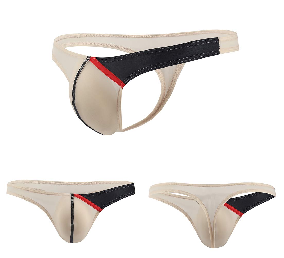 FEOYA Men's Underwear Thongs Low Waist Ice Silk Briefs Bikini Bulge Enhancing
