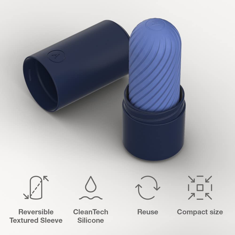 Arcwave Ghost Male Stroker - Male Masturbator with 4 Inch Reversible Sleeve - Multi-Textured Penis Sleeve - Clean Tech Silicone - Reusable & Easy Clean Adult Sex Toy - Blue