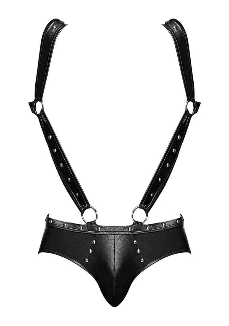 Male Power '=Fetish Uranus Nylon Spandex Moonshine Harness Brief Black L/XL