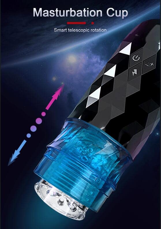 Automatic Telescopic Rotation Male Masterbator Stroker Hands Free, 7 Speeds Silicone Vagina Real Pronunciation Blowjob Machine Masterbator Sex Toys for Men (Black Blue)