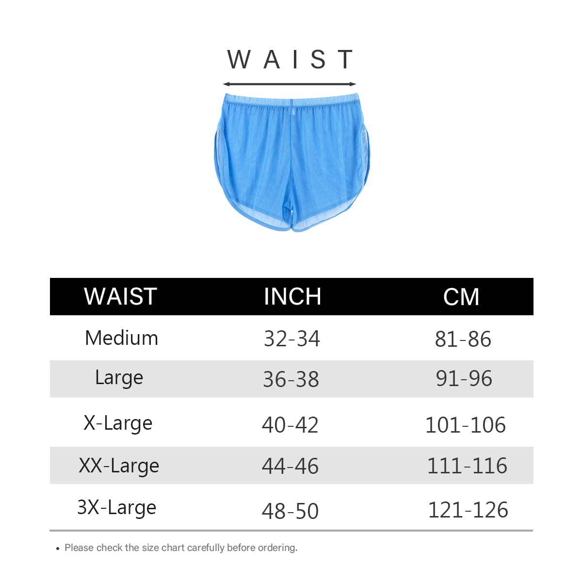 YINYOUYU Mens See Through Shorts Sexy Mesh Underwear Large Split Side Boxer Loose Lounge Breathable Underpants M Blue