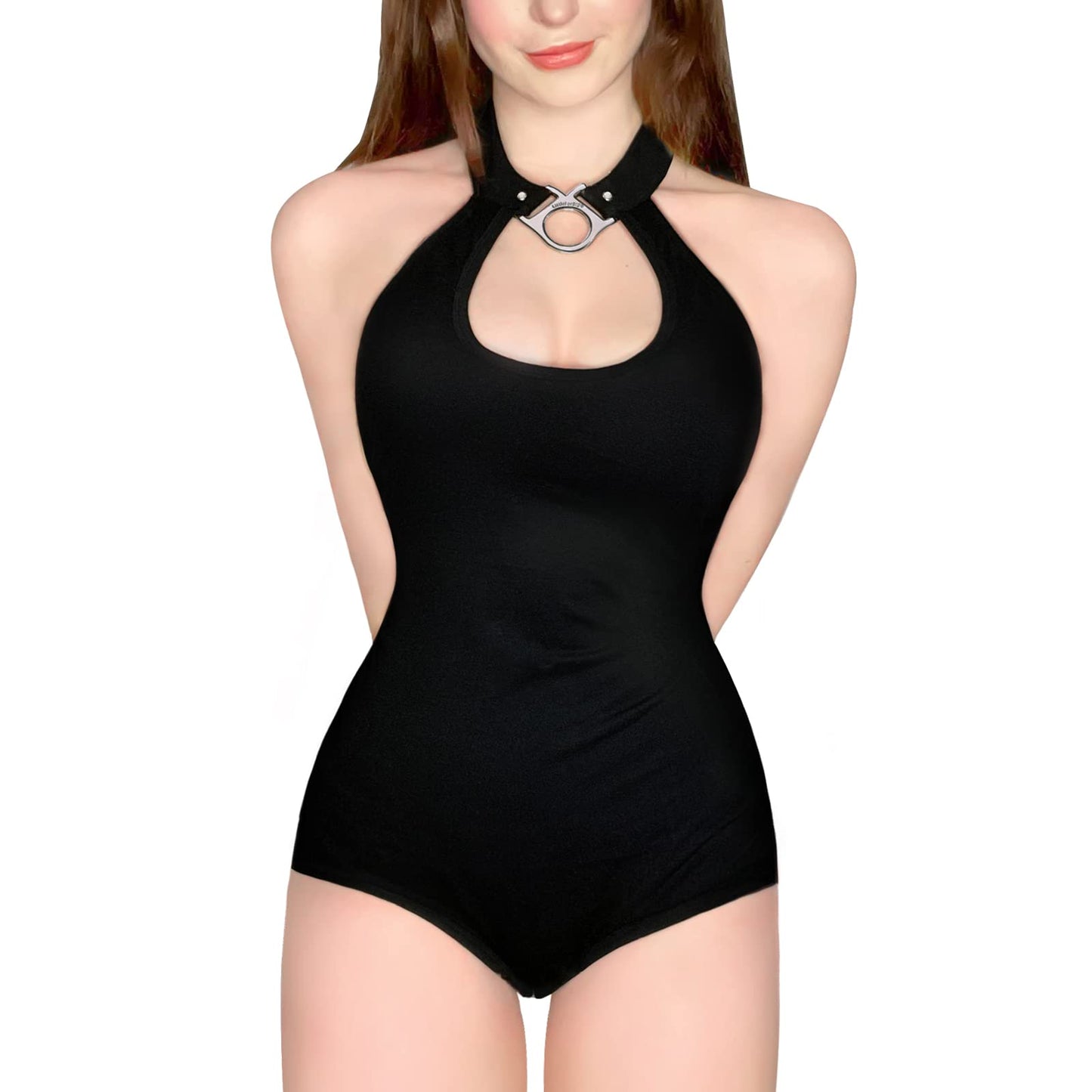 Littleforbig Cotton Romper Onesie Pajamas Bodysuit - Drop Collar Bondage Bodysuit 2XL