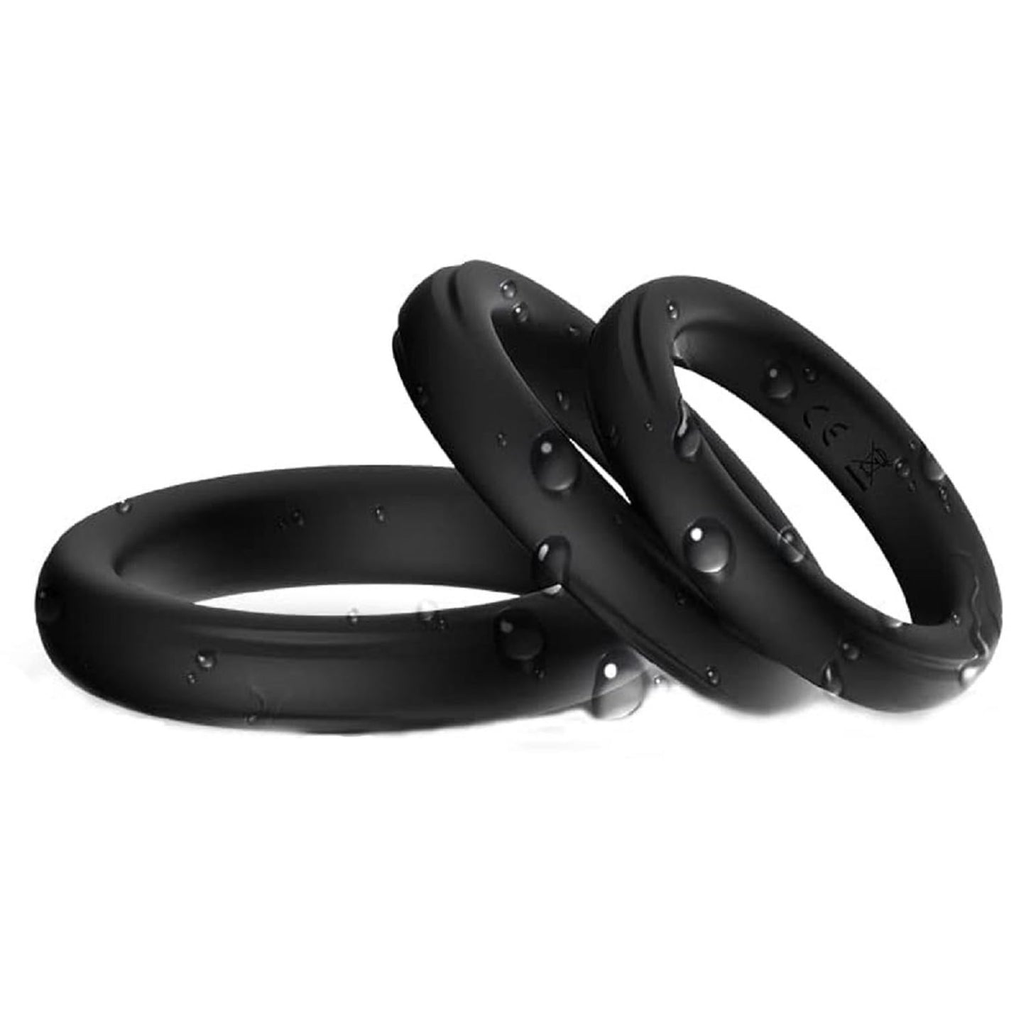 KO-Stretchy Silicone Male Circle Extension Ring Band Kit Restraints Rings for Men Couples Beginners (3 PCS)