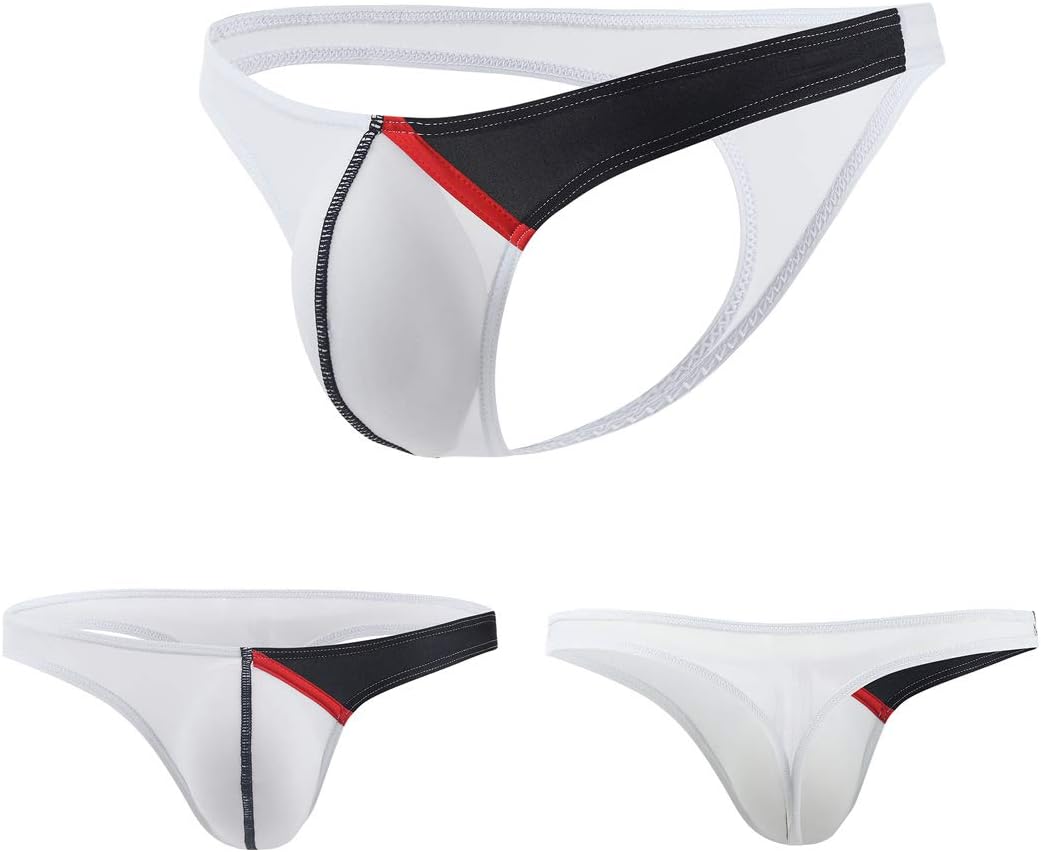 FEOYA Men's Underwear Thongs Low Waist Ice Silk Briefs Bikini Bulge Enhancing