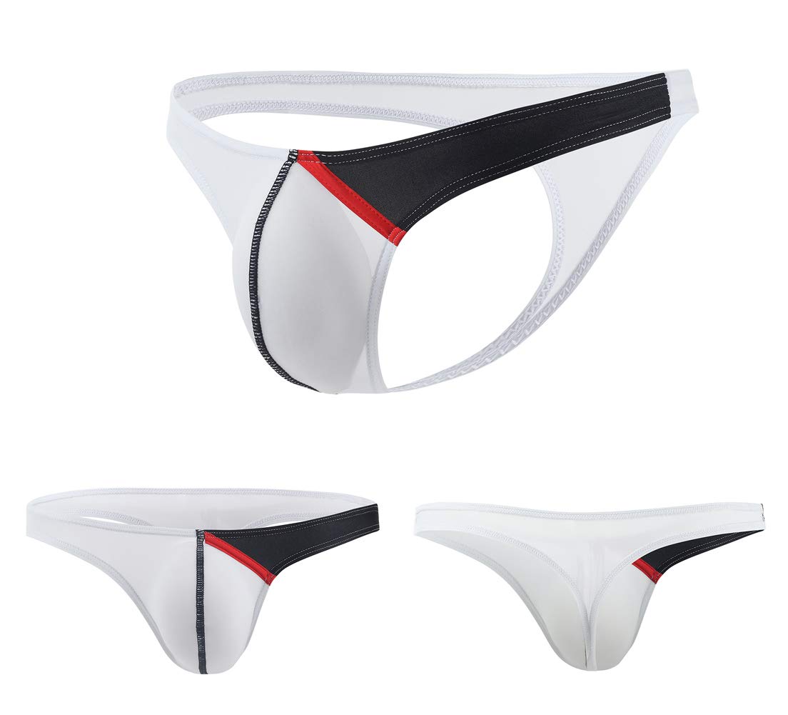 FEOYA Men's Underwear Thongs Low Waist Ice Silk Briefs Bikini Bulge Enhancing