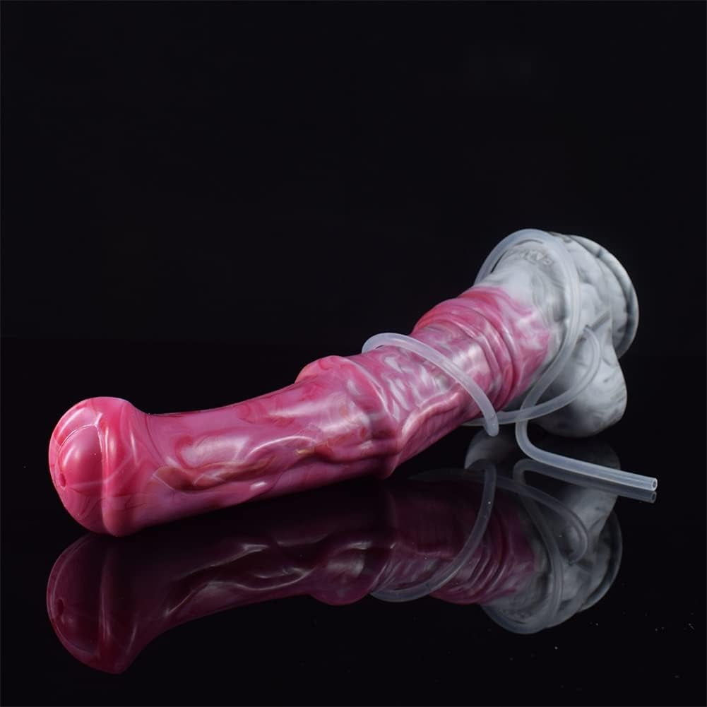 12 Inch Realistic Squirting Dildo Ejaculating Lifelike Knotted Dildo Large Horse Dildo Dildo with Suction Cup Adult Sex Toy for Women - Red Grey