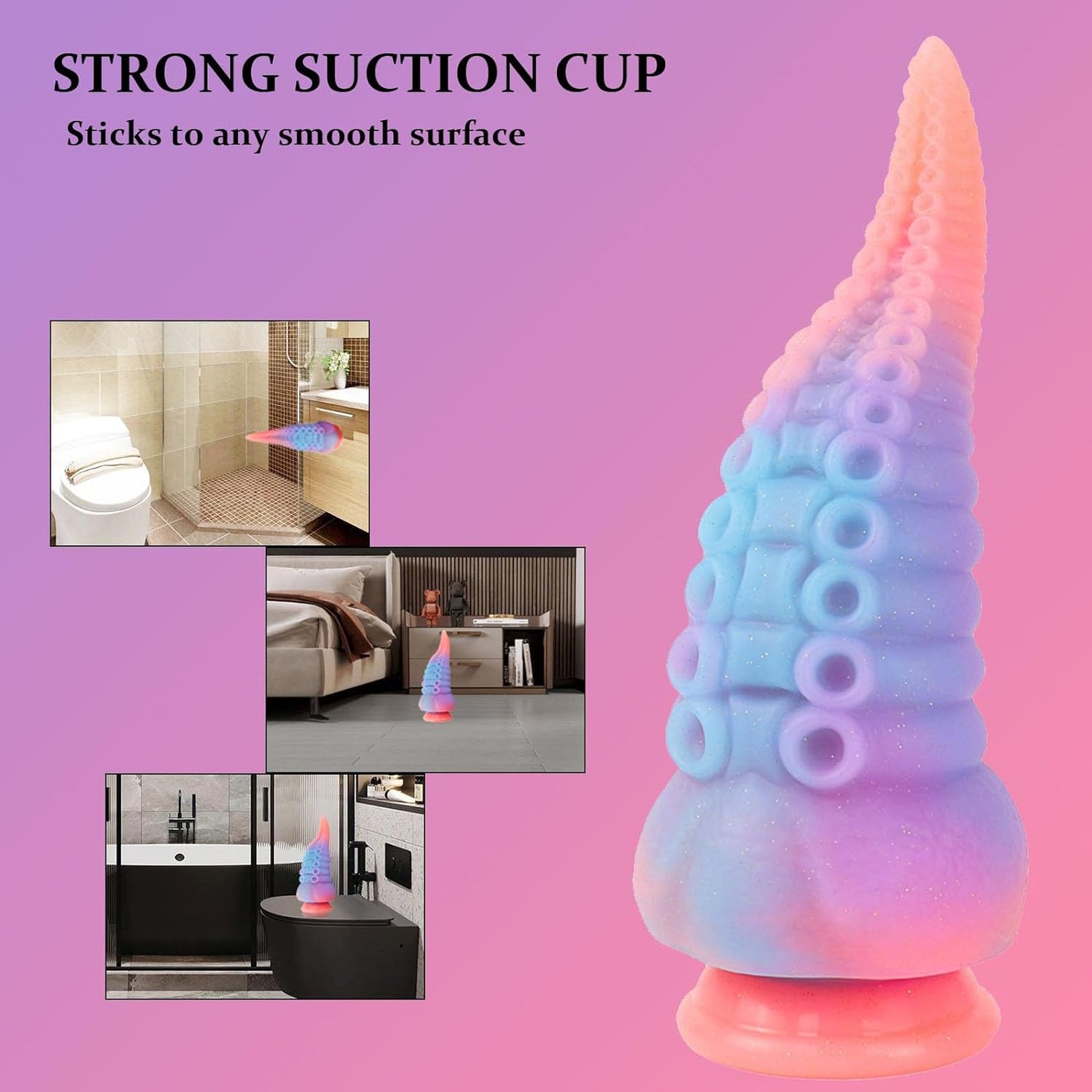 Monster Silicone Dildo-8.3 Inch Adult Sex Toy Big Huge Monster Thick Dildo with Strong Suction Cup, Fantasy Anal Glowing Tentacle Dildo for Women or Men, Liquid Silicone Anal Plug Prostate Massager