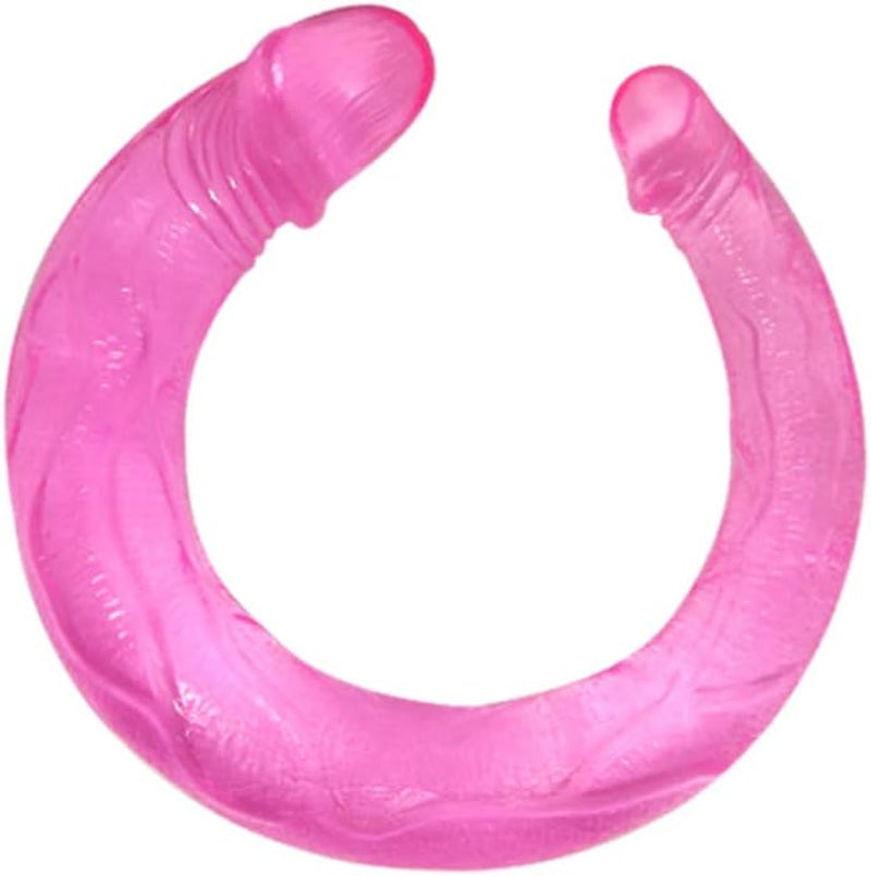 Flexible Double Penetration Dildo for Couples Vaginal Anal Play, Double Ended Defined Heads Veined Shaft 16.53 Inch
