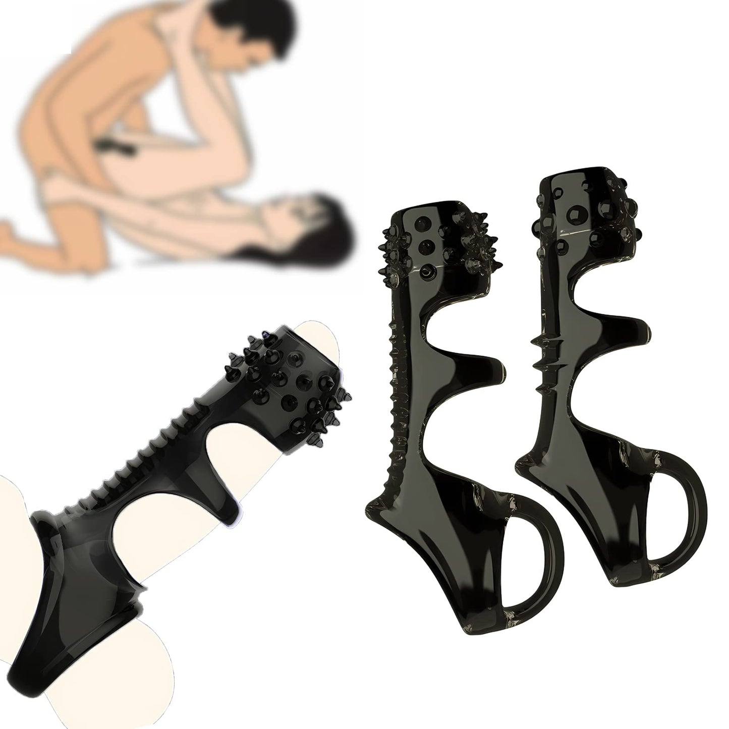 2pcs Penis Sleeve Sex Toys for Men - Silicone Cock Rings Testicle Sleeve Enlargement Enhancer for Increasing Sexual Performance Sleeve Toys for Couples (B)