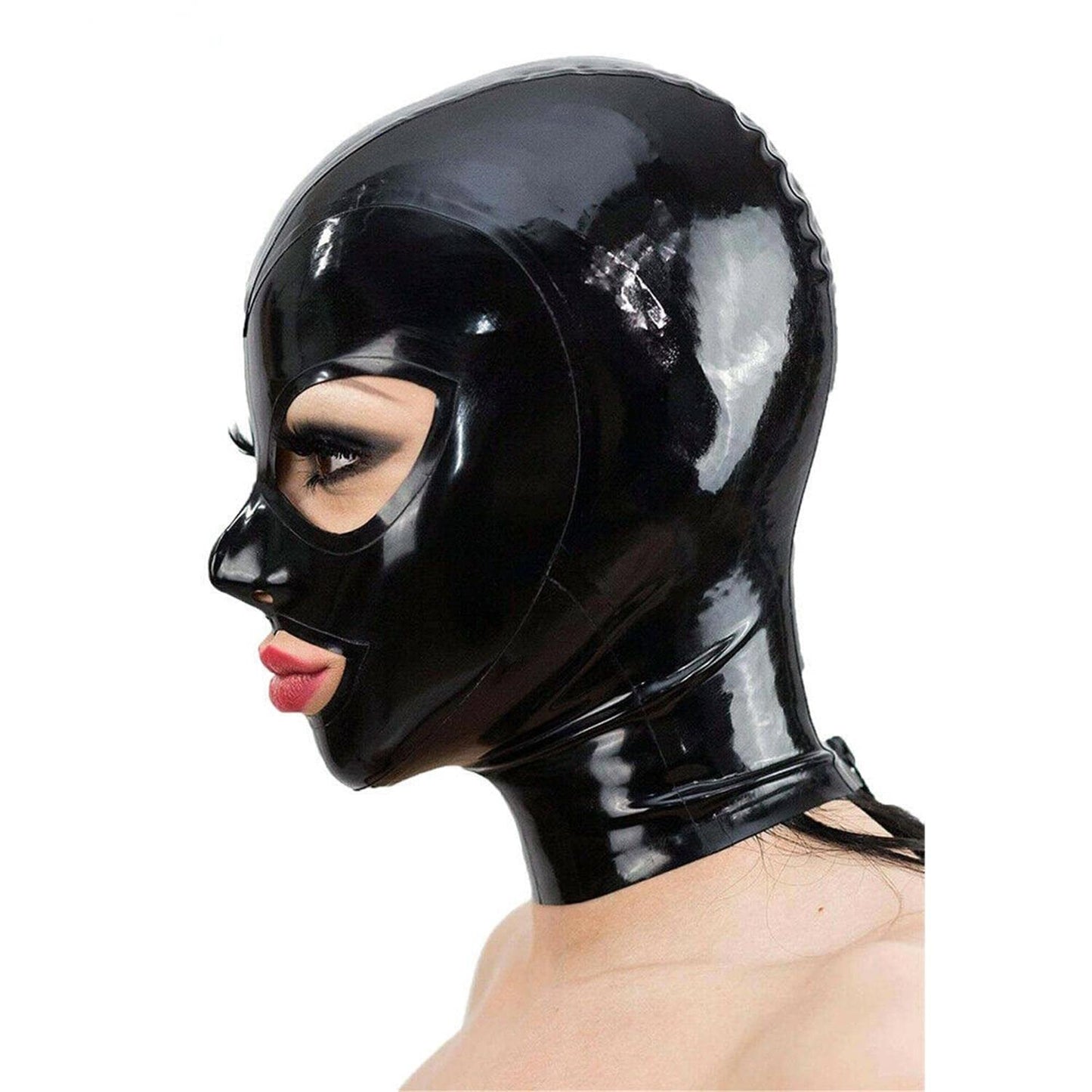 Latex Hood Rubber HeadMask,Latex Head Cover,Back Zipper,Natural latex Handmade for Unisex Cosplay Club Wear (M)