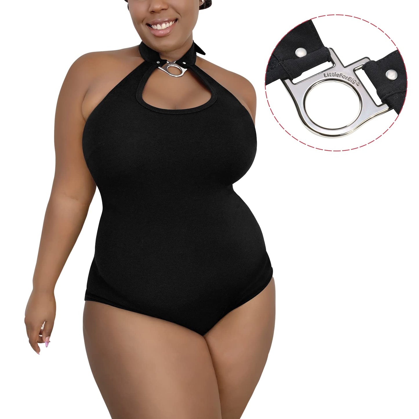 Littleforbig Cotton Romper Onesie Pajamas Bodysuit - Drop Collar Bondage Bodysuit 2XL