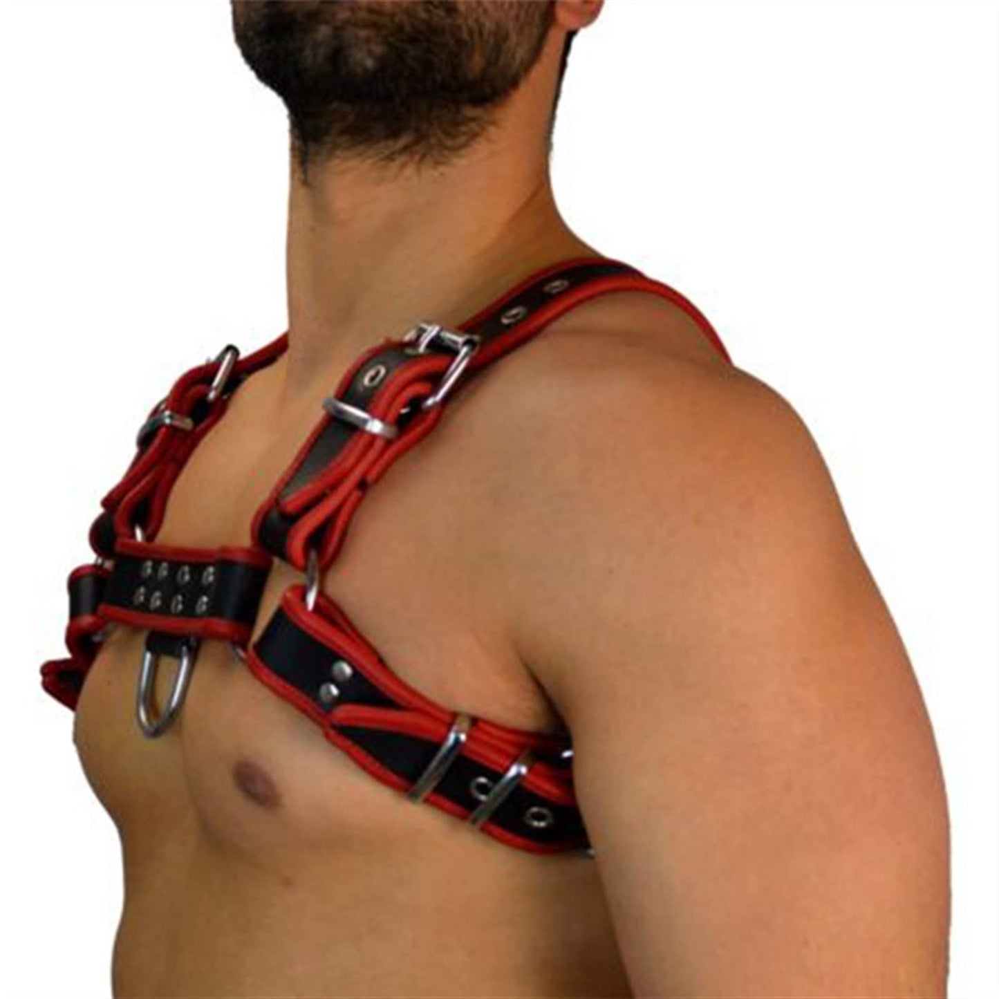 Fetish Gay Leather Chest Harness Men Adjustable Sexual Body Bondage Cage Harness Belts Rave Gay Clothing For Adult Sex (Color : Style 1)