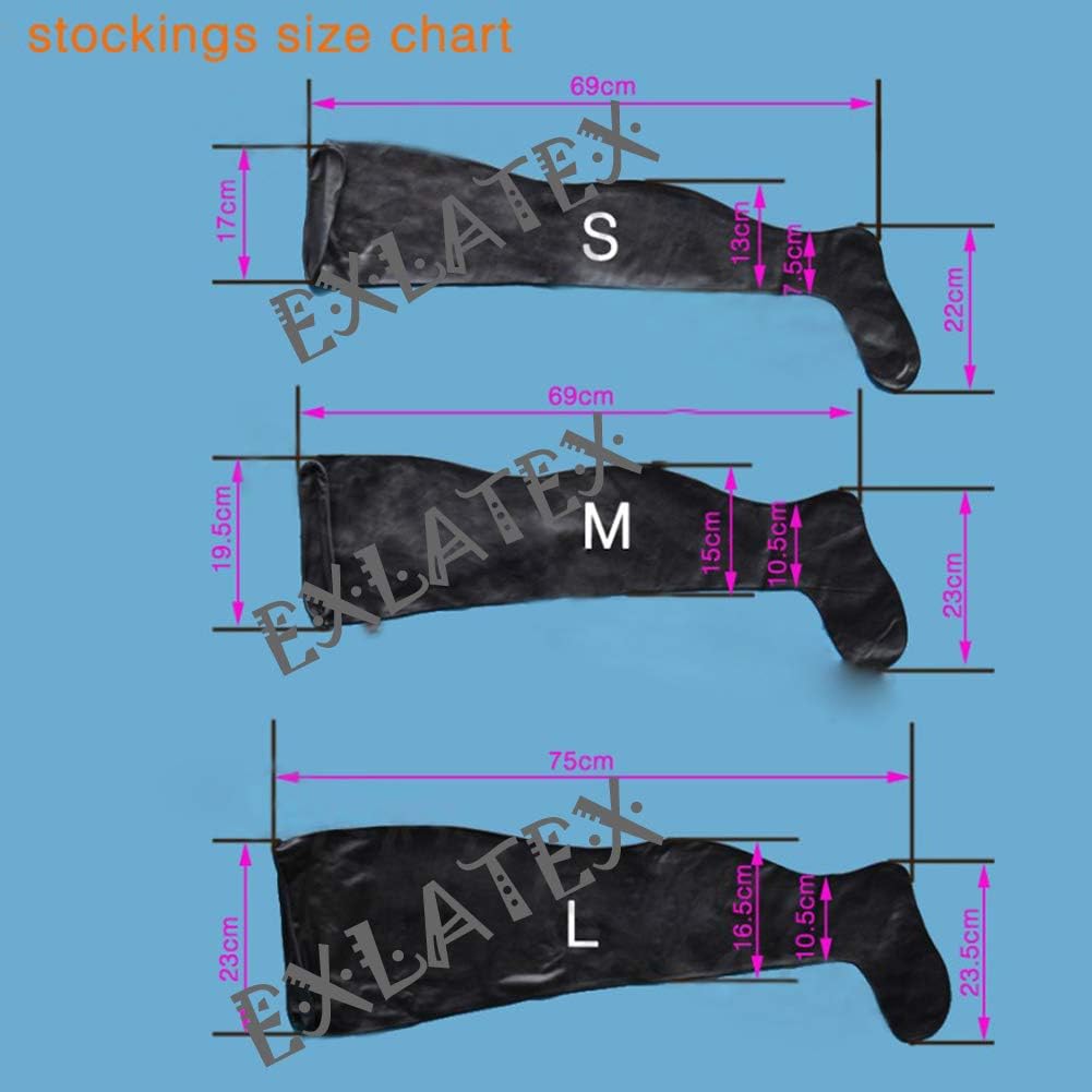 ECOSPLAY Women's Range Latex Rubber Black Thigh-high Stockings (Small)