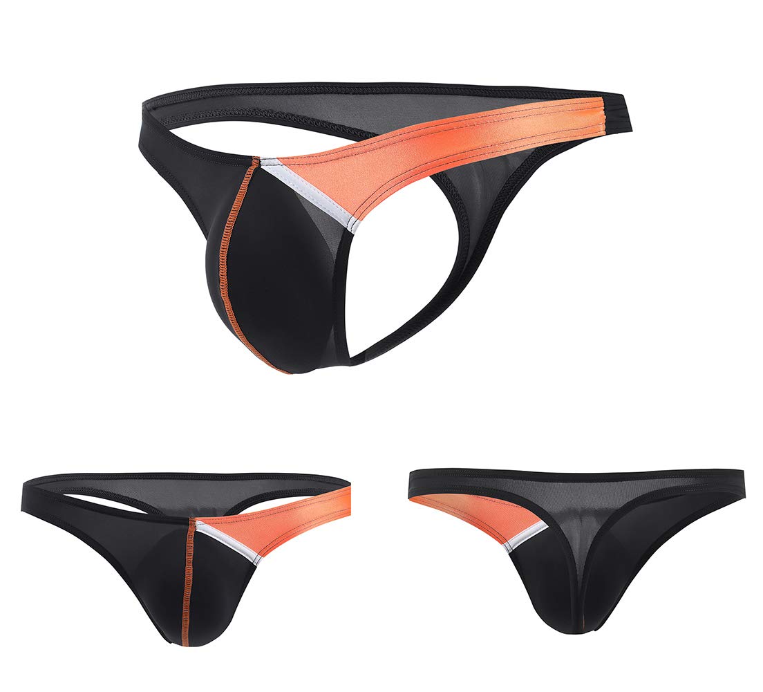 FEOYA Men's Underwear Thongs Low Waist Ice Silk Briefs Bikini Bulge Enhancing