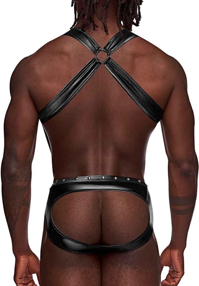 Male Power '=Fetish Uranus Nylon Spandex Moonshine Harness Brief Black L/XL