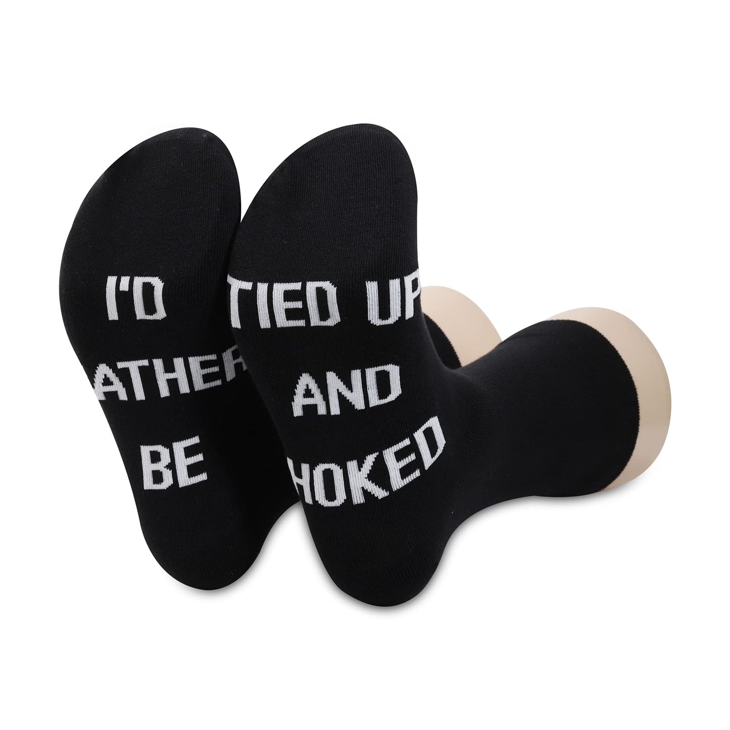 TSOTMO Tied Up Adult Sex Socks Couple Foreplay BDSM Erotic Gift Date Night Game Gift I'd Rather Be Tied Up and Choked Socks (C.Tied Up)