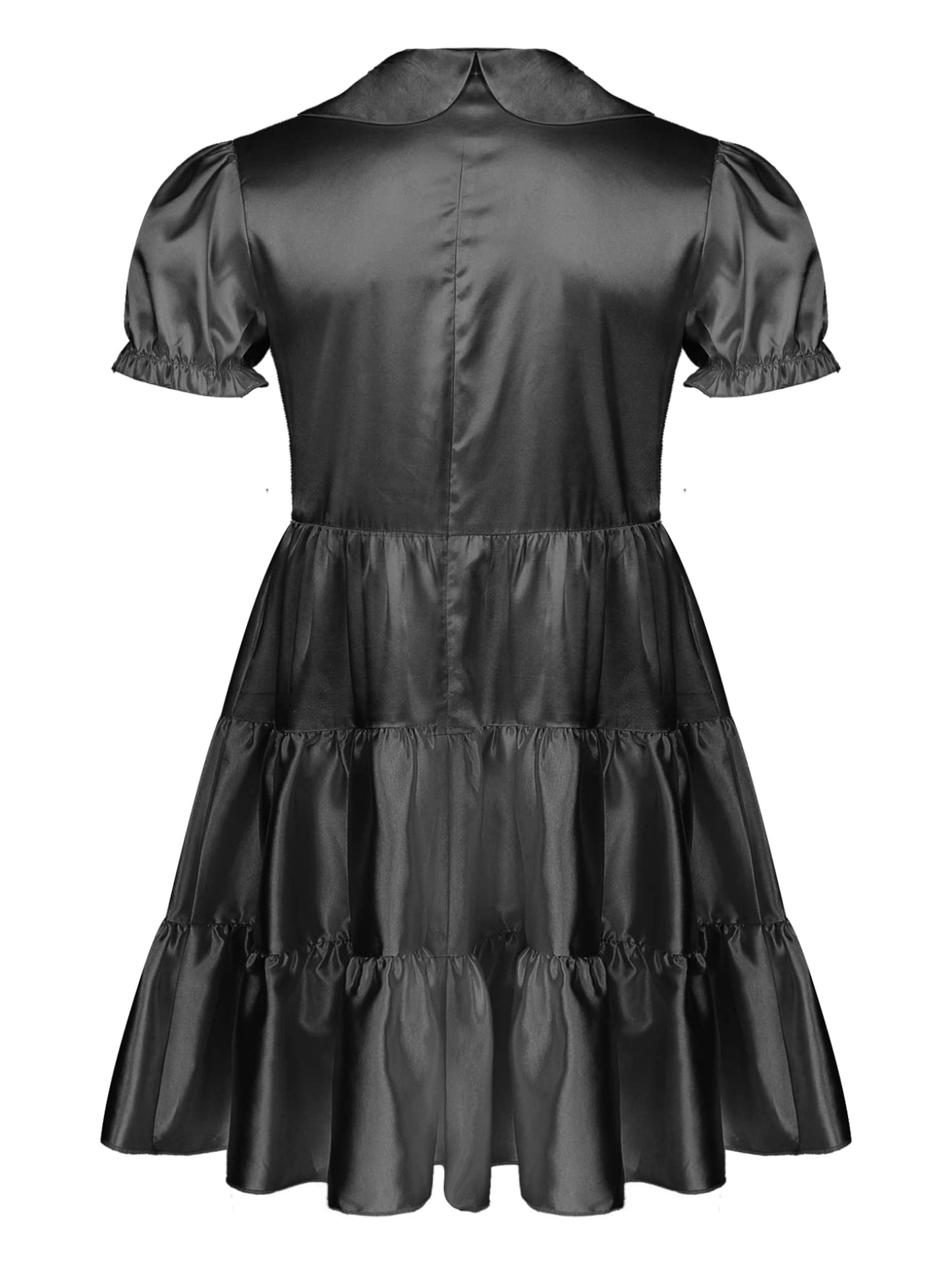 LiiYii Mens Sissy Crossdressing Lingerie Dress Satin Frilly Girly Dress Bowknot Ruffle Pajamas Nightwear Black Medium