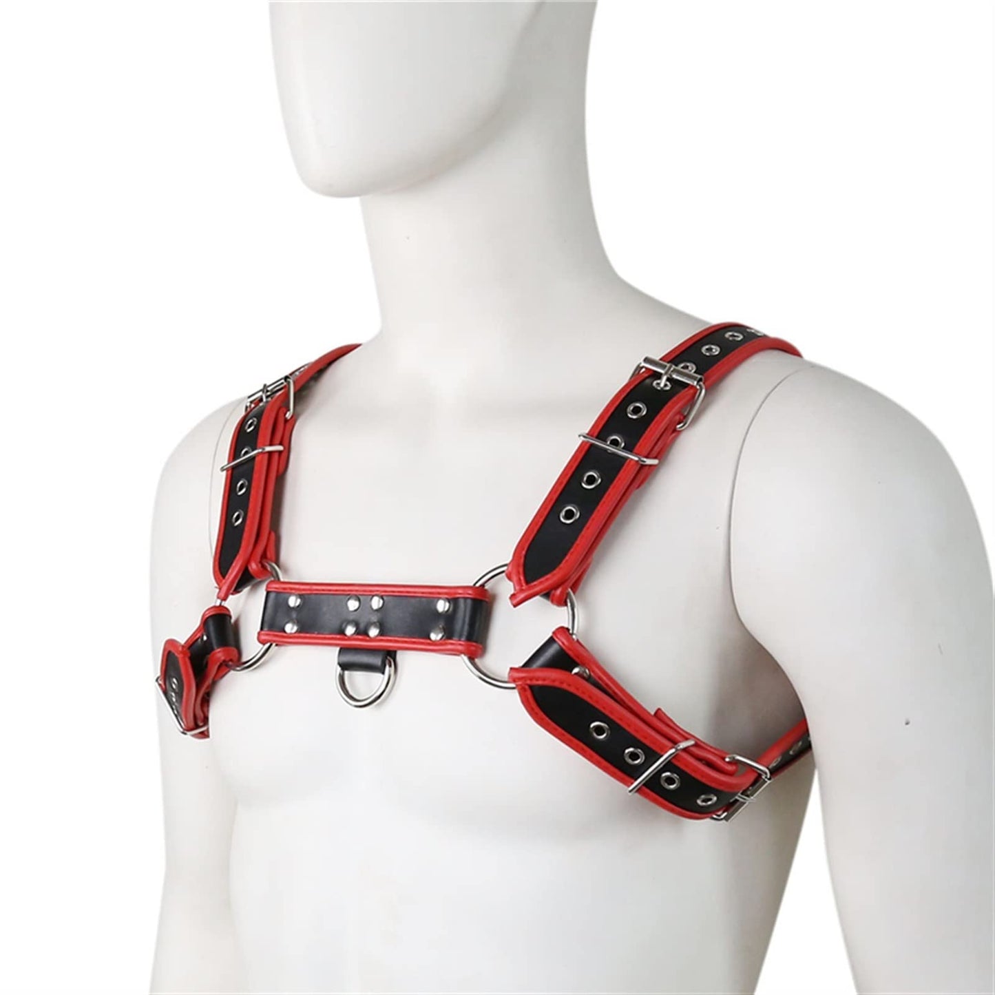 Fetish Gay Leather Chest Harness Men Adjustable Sexual Body Bondage Cage Harness Belts Rave Gay Clothing For Adult Sex (Color : Style 1)