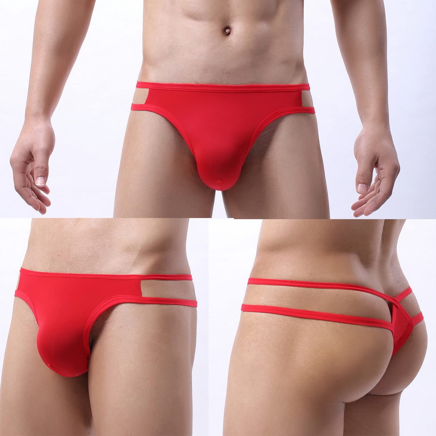 Faringoto Men's Thong Bikini Underwear,Seamless Thongs,Men's Ice Silk G-String