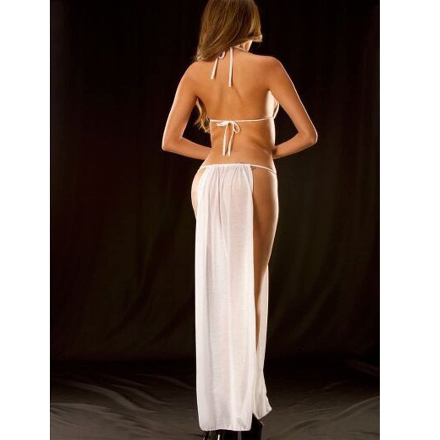 Women Sleepwear Black White See Through Sexy Lingerie Hot Erotic Bath Robe Dress Lace Babydoll Underwear Nightgowns (Color : Black, Size : X-Large)